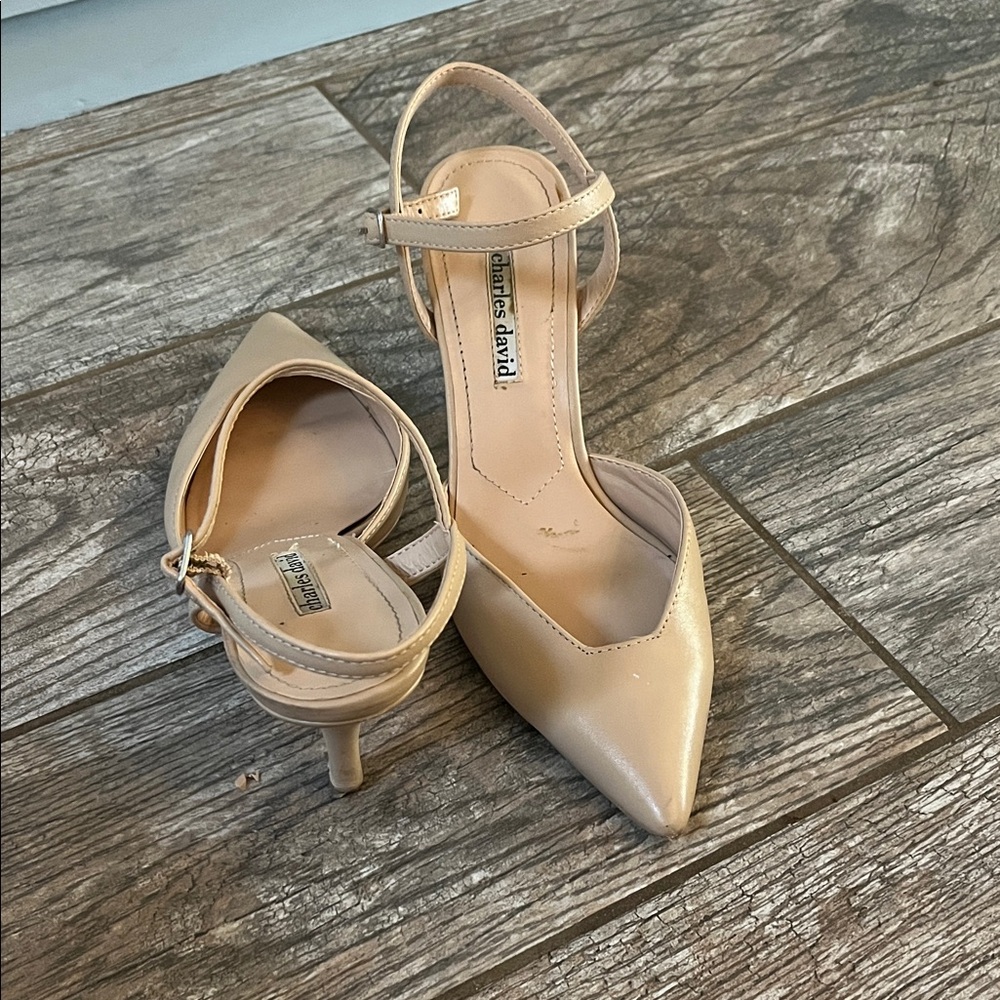 Charles David Nude Pointed Toe Heels